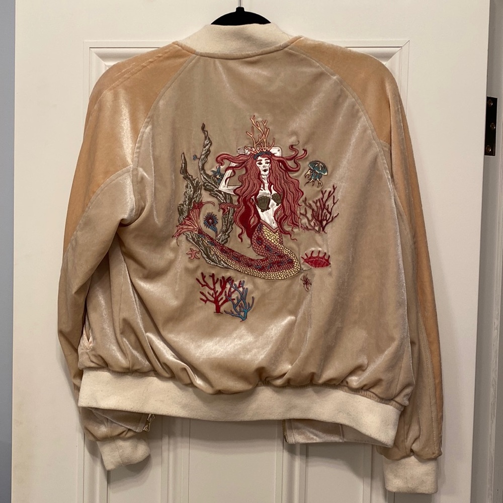 Mermaid embroidered bomber jacket